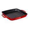 Grill Pans, 33 cm / 13 inch cast iron square Grill pan, cherry, small 1