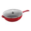 Pans, 26 cm / 10 inch cast iron DAILY PAN WITH GLASS LID, cherry, small 1