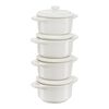 Ceramique, Cocotte Set 4-tlg, rund, Elfenbein-Weiß, Keramik, small 1