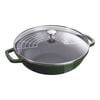 Specialities, 30 cm Cast iron Wok with glass lid basil-green, small 1