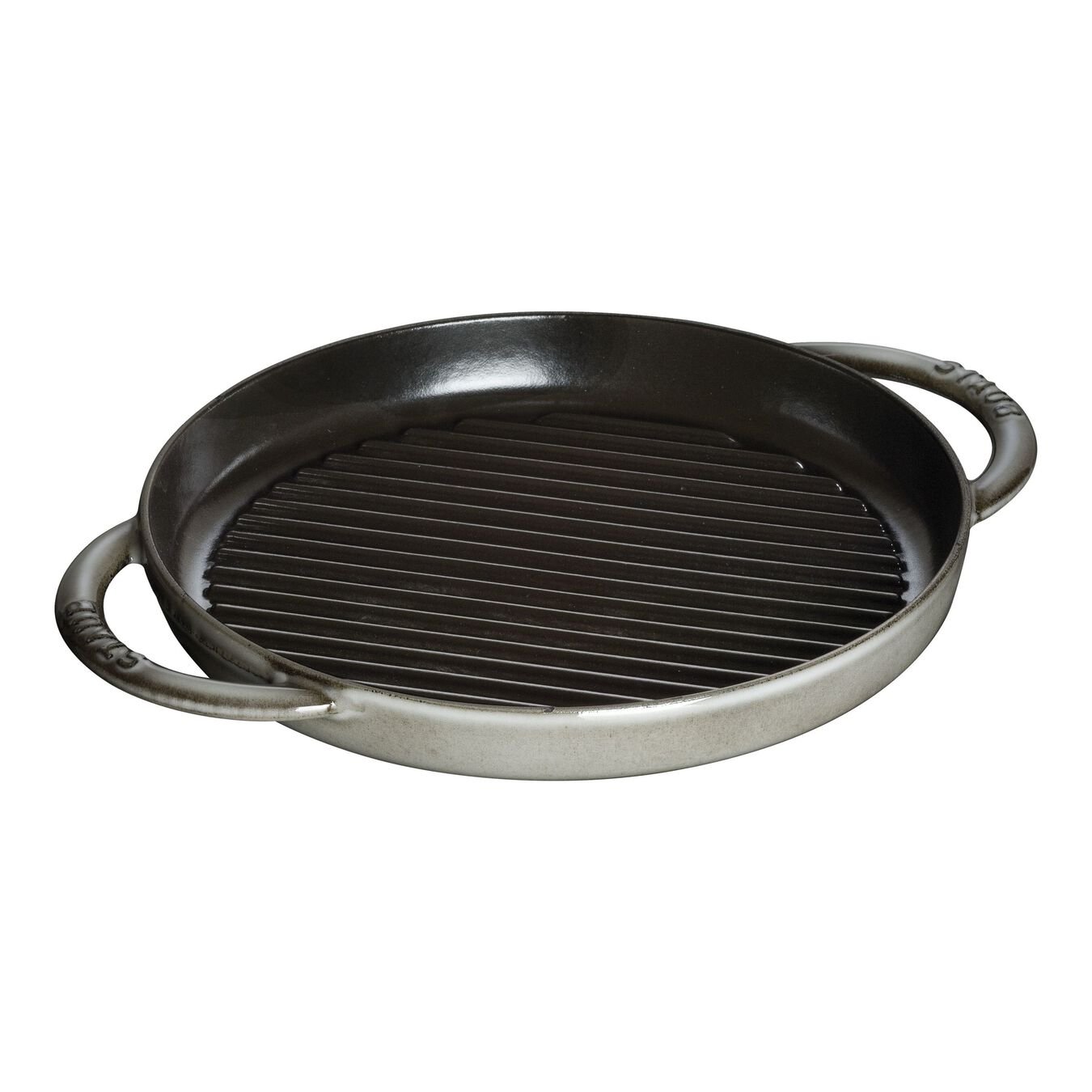 Staub Cast Iron Grill Pans 10 Inch Round Double Handle Pure Grill Graphite Grey Official 