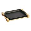 Cast Iron - Specialty Items, 13-inch x 9-inch, Rectangular Serving Dish With Wood Base, Black Matte, small 1