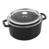 La Cocotte, 3.8 l cast iron round Cocotte with glass lid, black, small 1