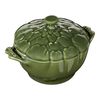 Ceramique, 13 cm artichoke Ceramic Cocotte basil-green, small 1