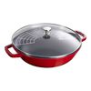 Specialities, 30 cm Cast iron Wok with glass lid cherry, small 1