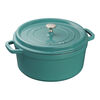 Cast Iron, 5.5 qt, Round, Cocotte, Turquoise, small 1