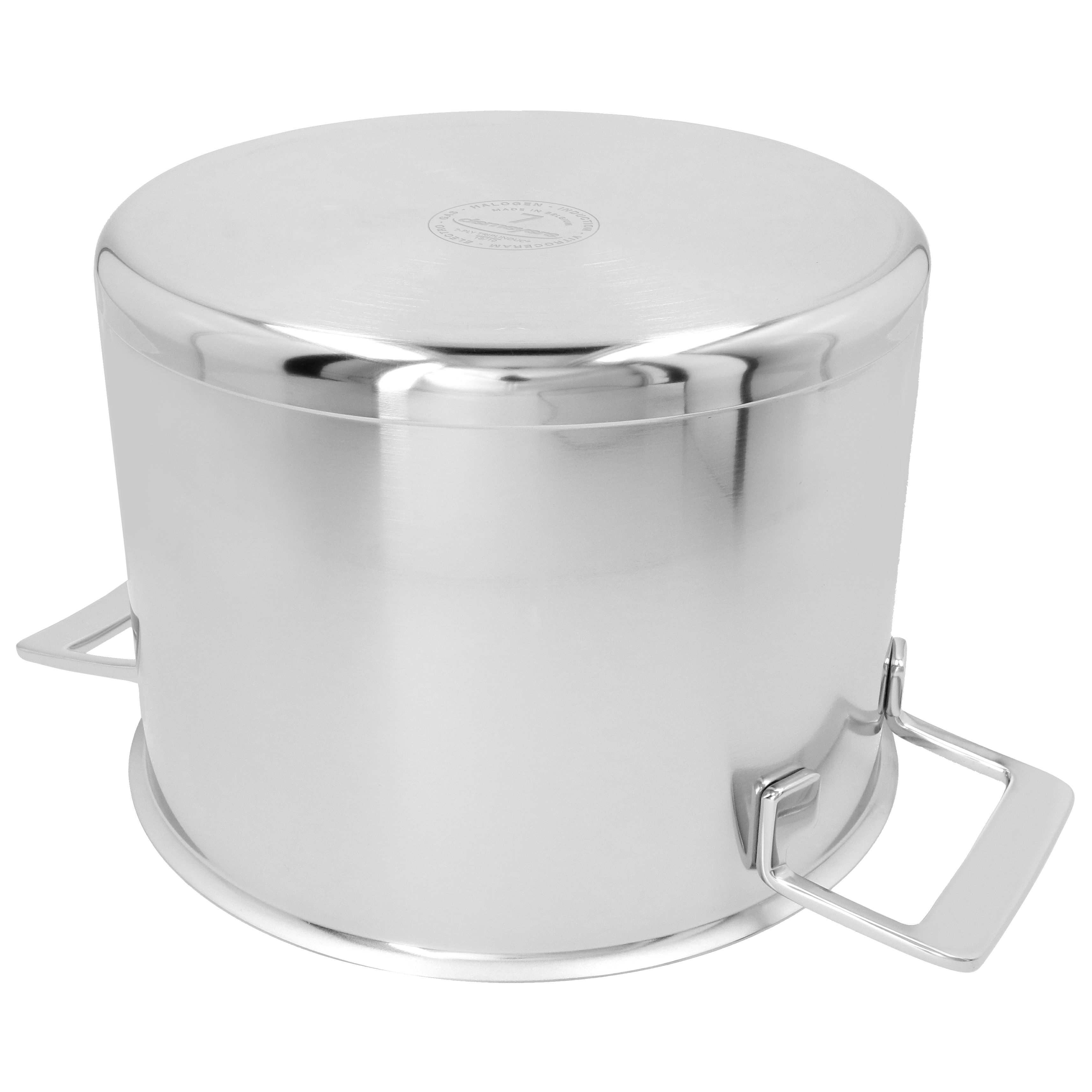 Demeyere Silver7 Stainless Steel Stockpot with Lid, 8 qt., Silver