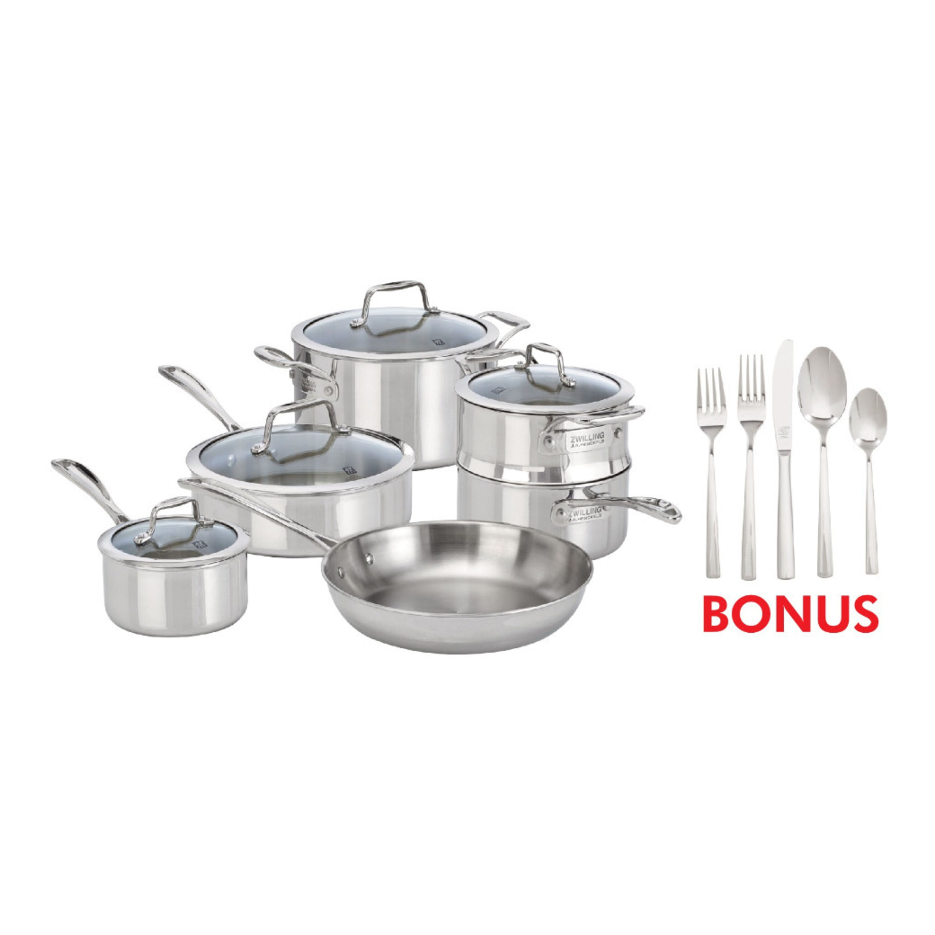 ZWILLING, Clad Xtreme 10-Piece Polished Stainless Steel Cookware Set - Zola