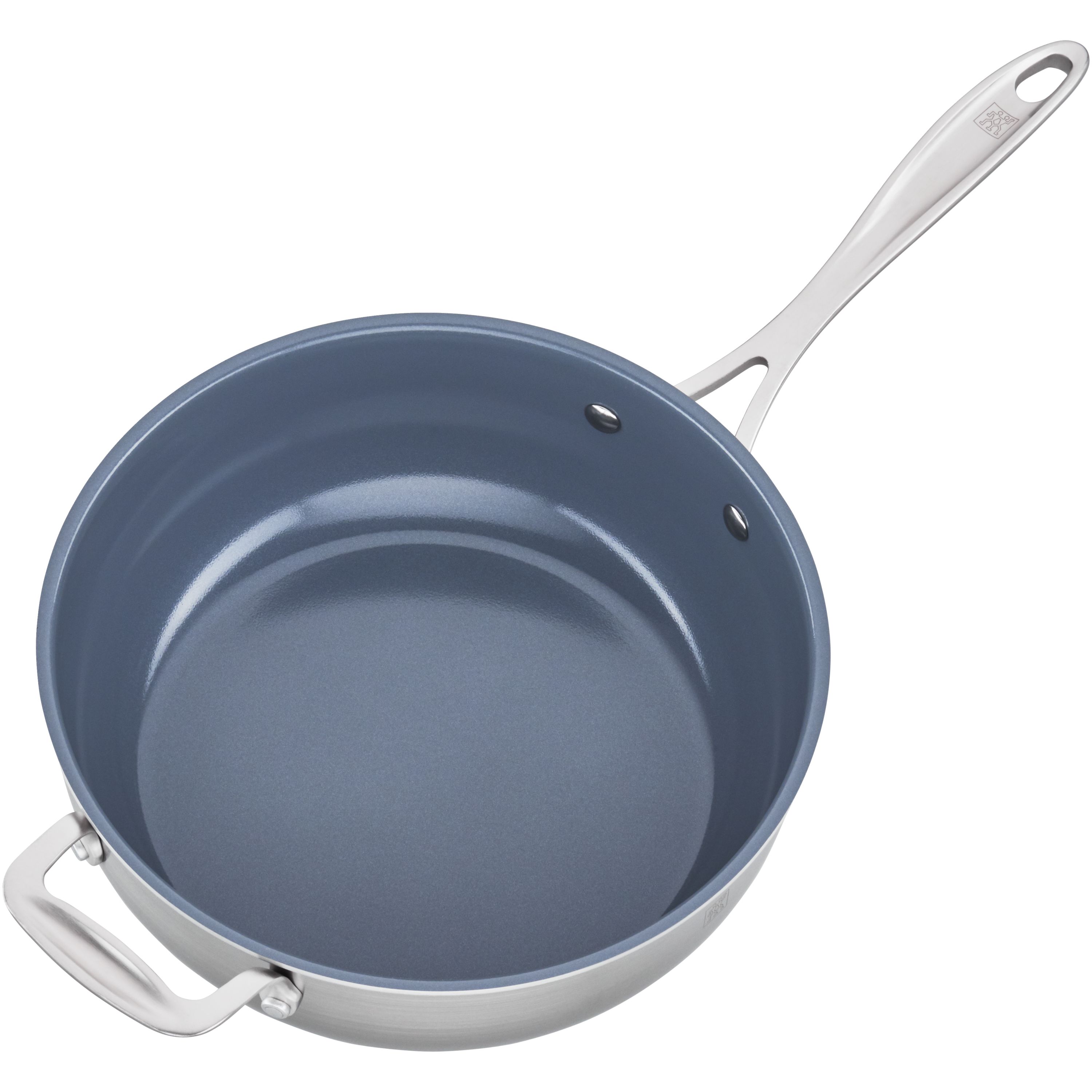 10 in. Ceramic Aluminum Nonstick Frying Pan in Blue with Lid, 1