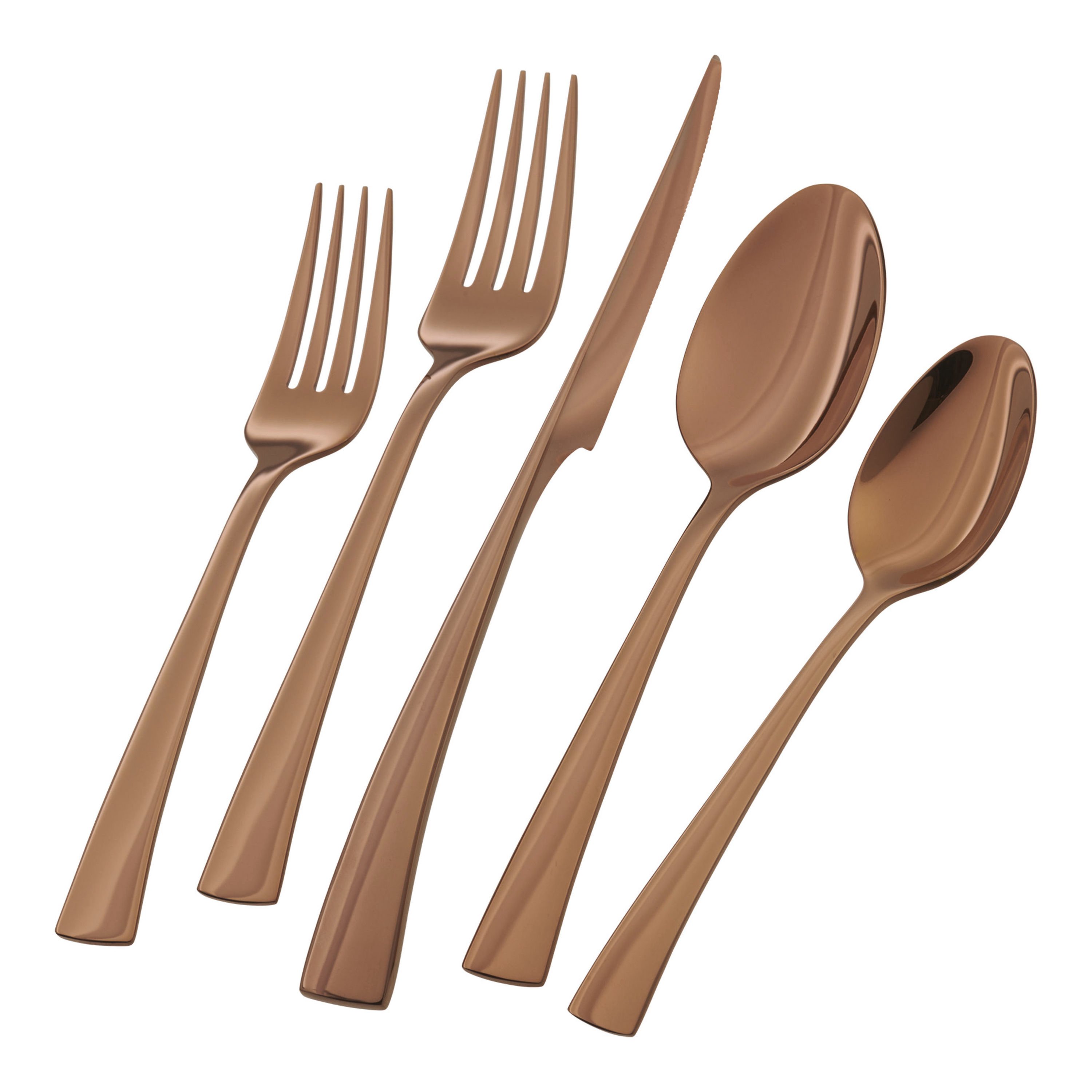 Stapava 48-Piece Copper Silverware Set with Steak Knives for 8, Stainless  Steel Rose Gold Flatware Cutlery Set, Mirror Eating Utensils Tableware with