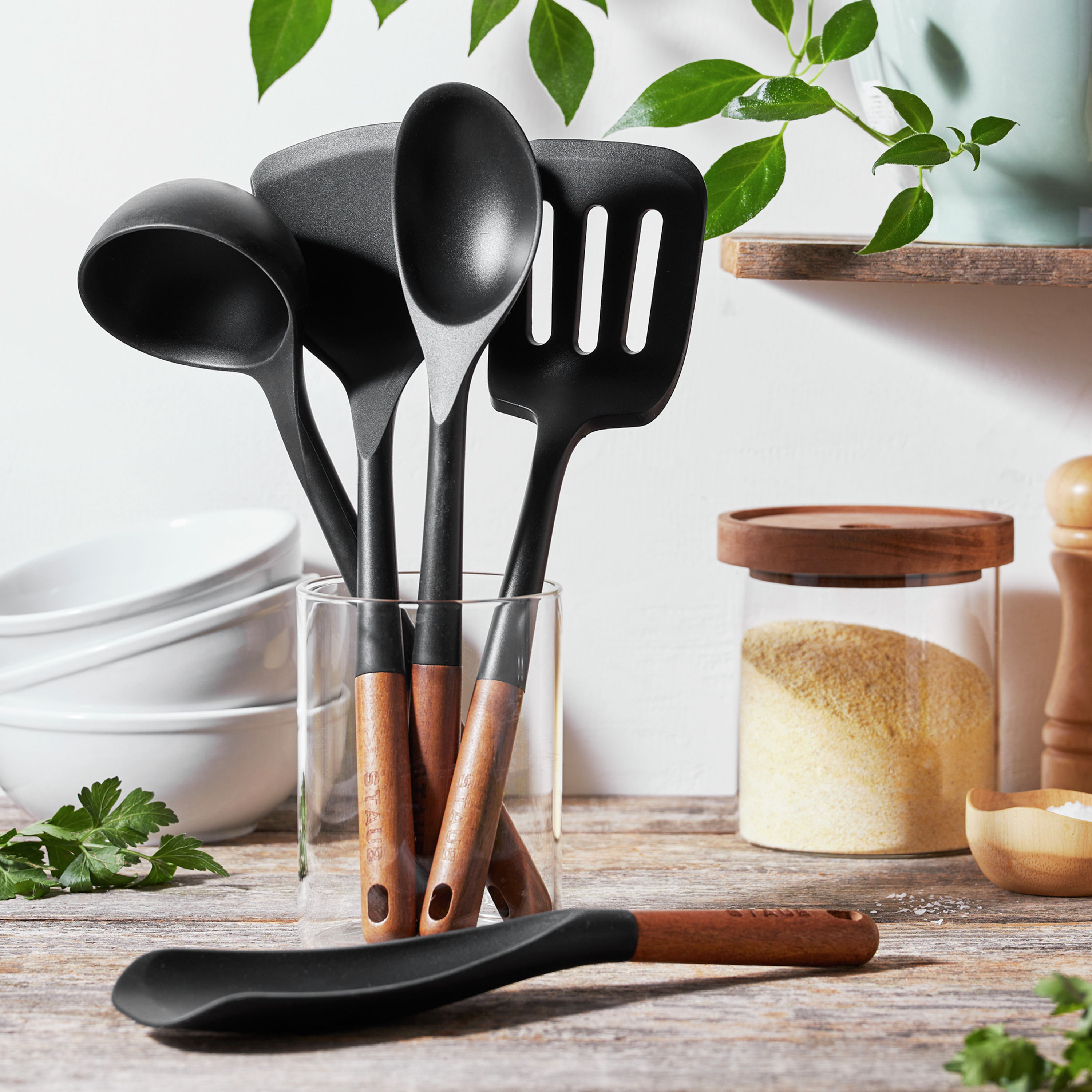 Glad Cooking Utensils Set with Acacia Wood Handles, 6 Pieces | Nylon Tools  for Nonstick Cookware | H…See more Glad Cooking Utensils Set with Acacia