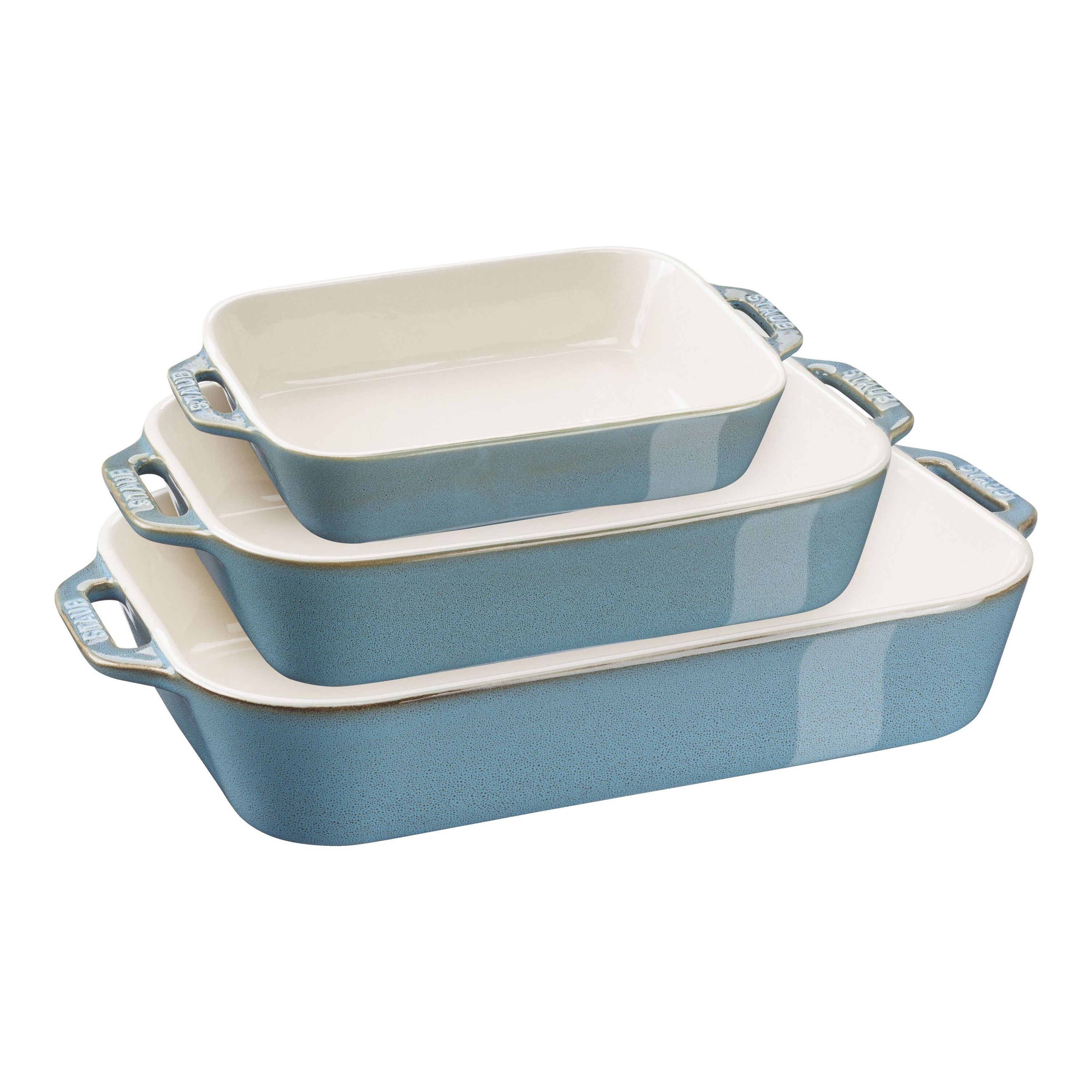 Staub Ceramics 3-pc Rectangular Baking Dish Set - Rustic Turquoise