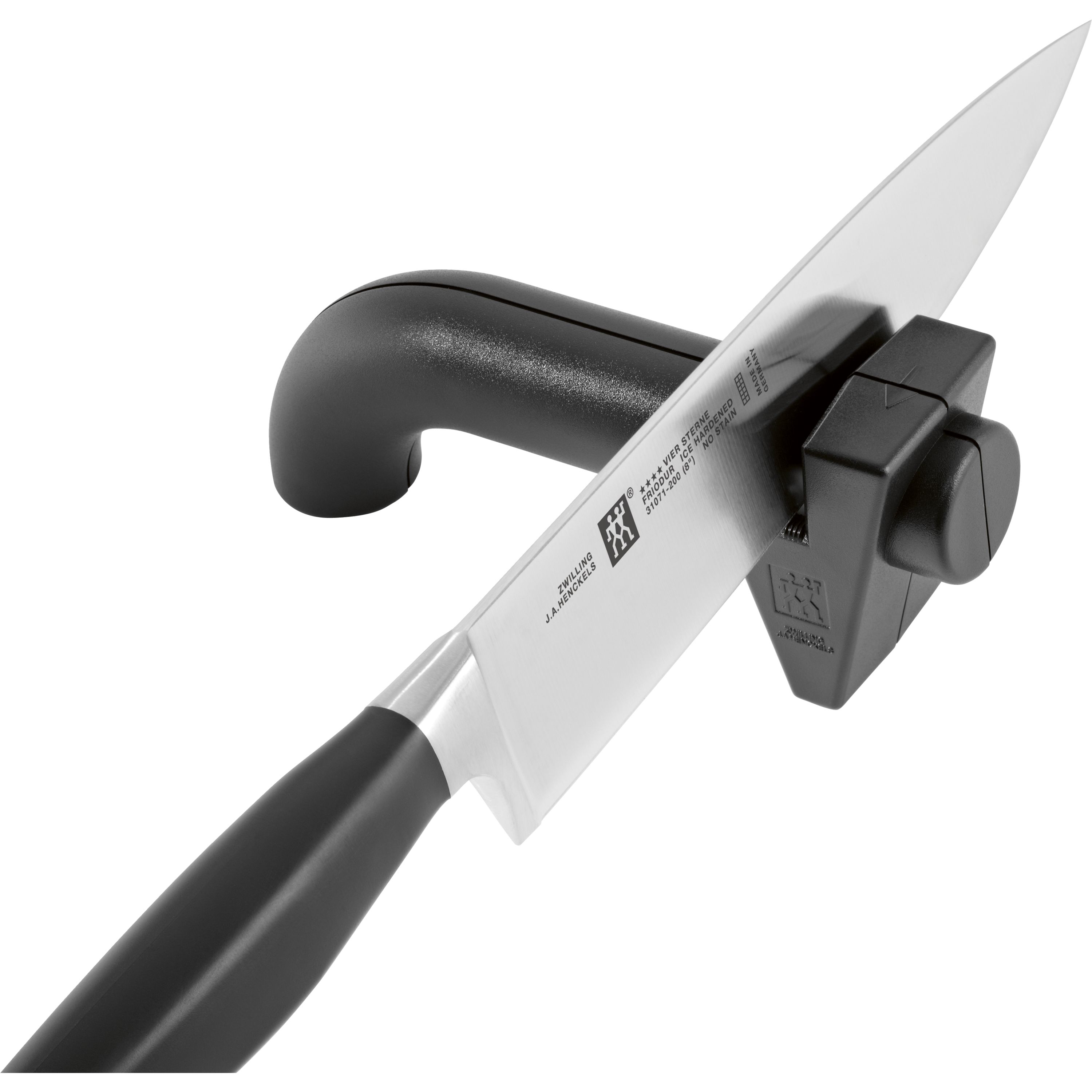 ZWILLING JA Henckels - Afilador de cuchillos de 4 etapas con solución  HENCKELS, 3 piezas, negro/acero inoxidable