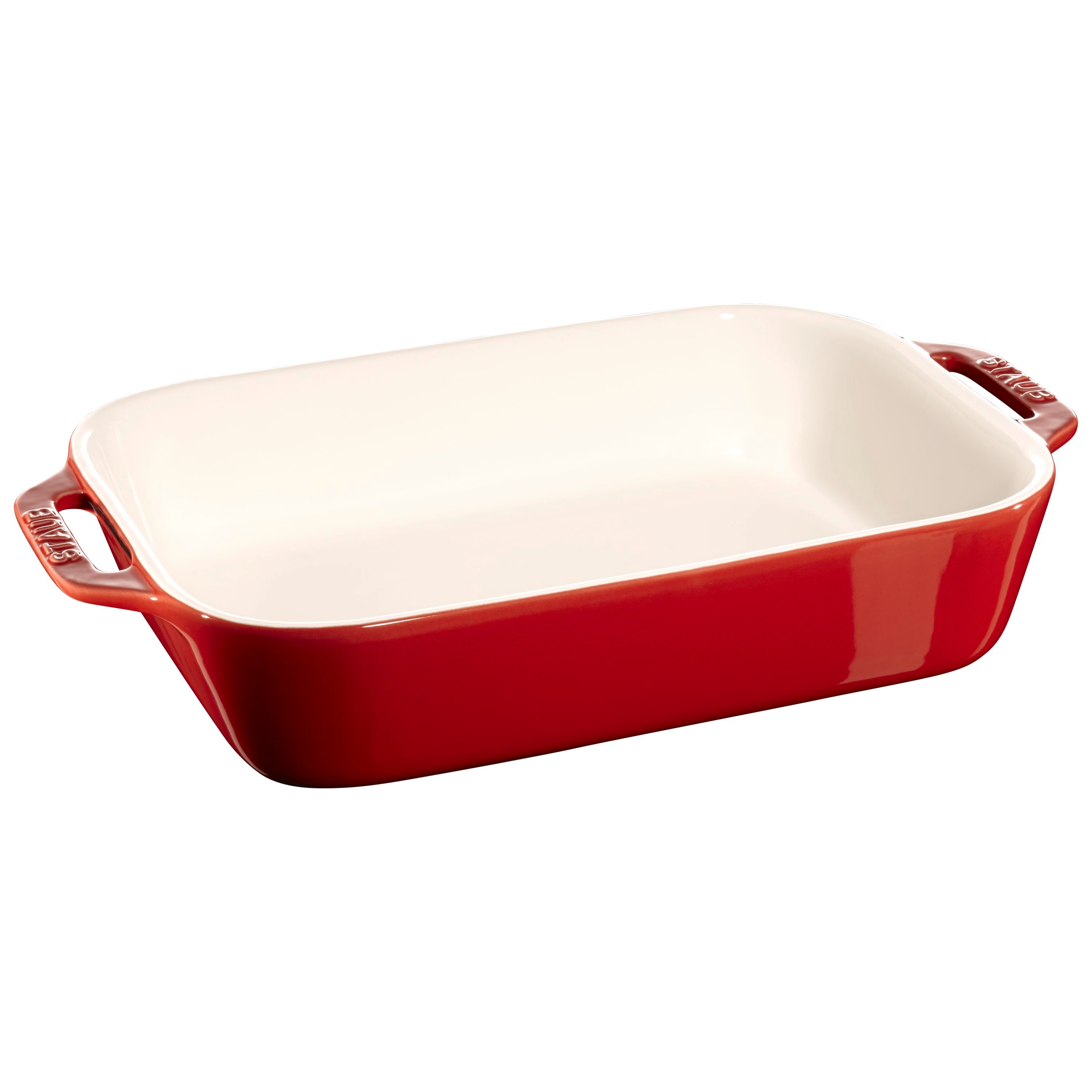 Ceramic Large Baking Dish, Oven Dish Baking Tray, Lasagna Pan Large & Deep,  Rectangular Baking Pan with Handles, Porcelain Bakeware for Cake, White  Inside and Red Outside 
