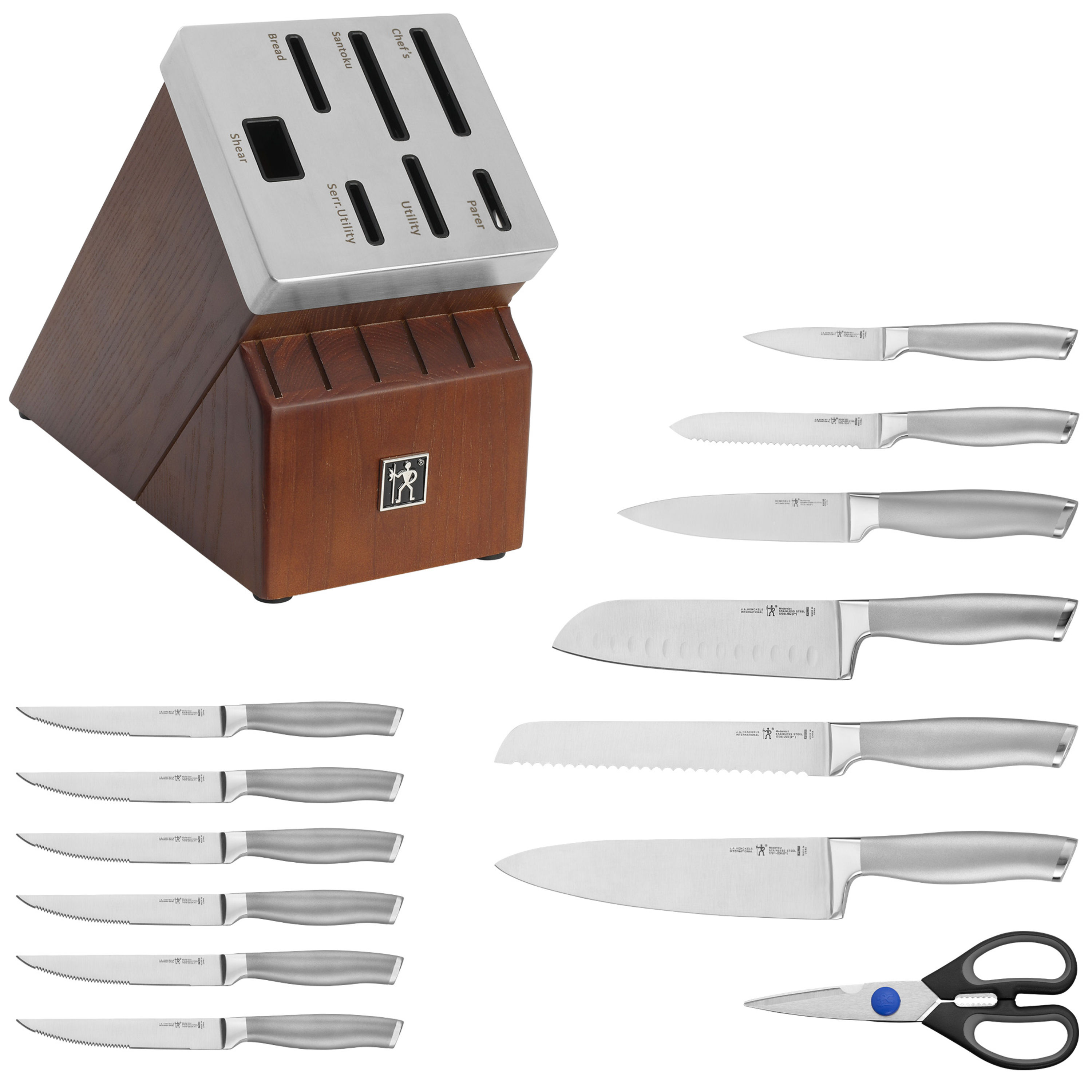 Henckels Definition 14-pc Self-Sharpening Knife Block Set, Chef Knife,  Paring Knife, Utility Knife, Bread Knife, Steak Knife, Black, Stainless  Steel 