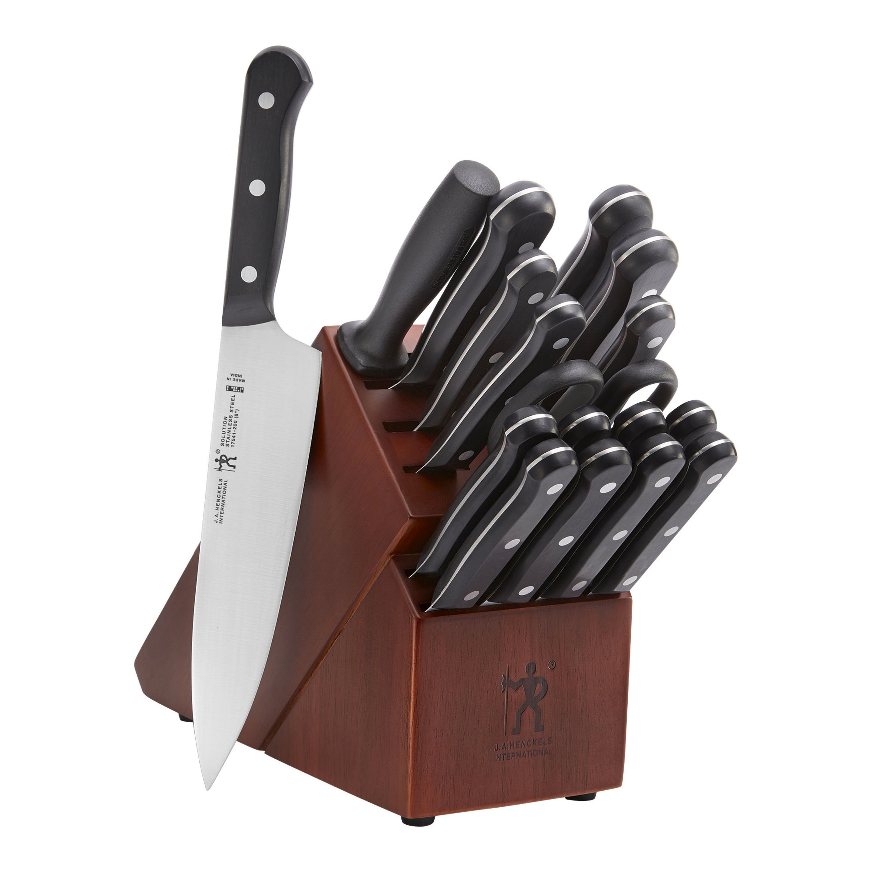 Damascus Kitchen Knife Set 18 Pcs Non Stick Sharp Knives Set with Block 8  PCS Steak Knives Sharpener Kitchen Shears Cutlery Large Blade Knives Block