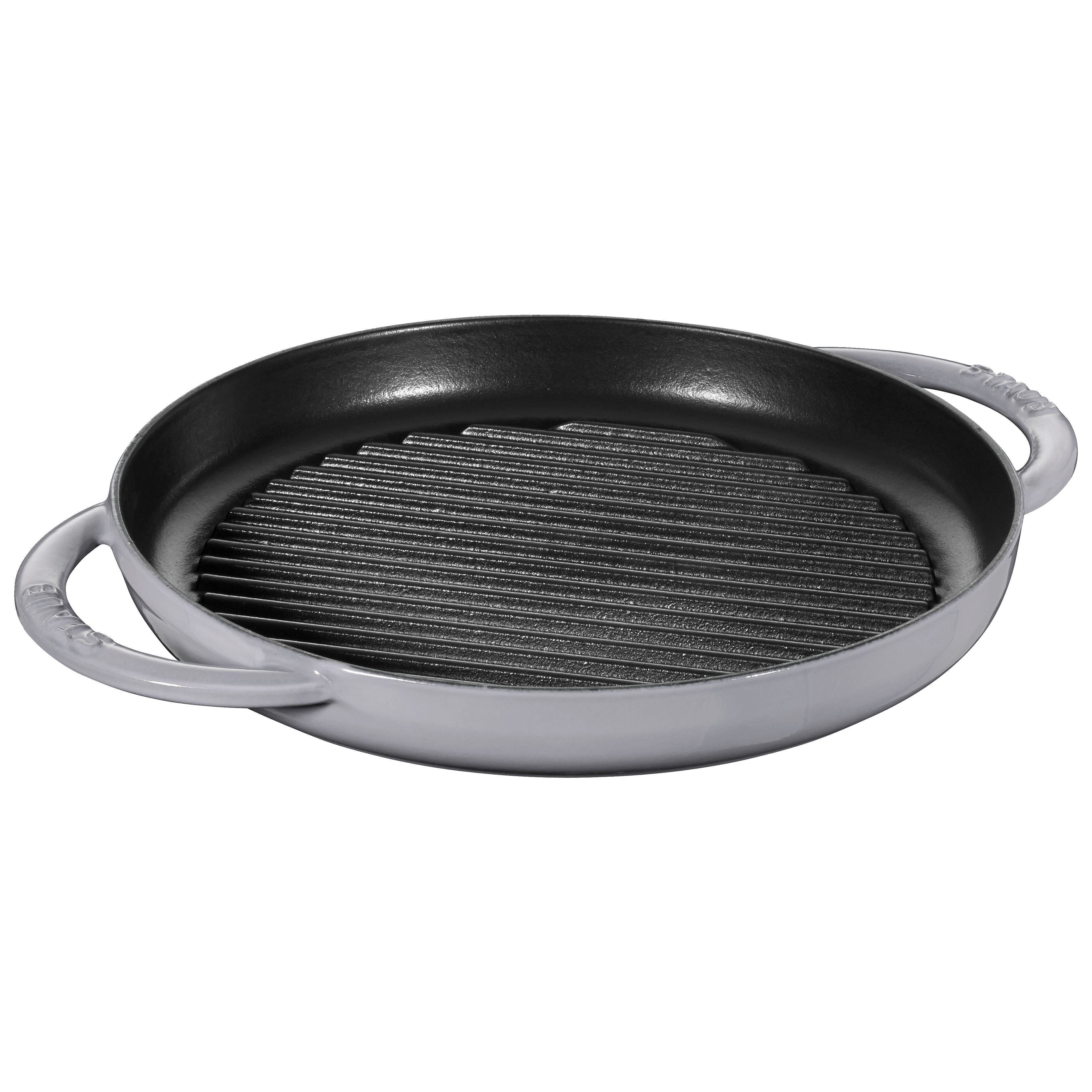 Staub Cast Iron - Grill Pans 10-inch, Round Double Handle Pure Grill,  graphite grey