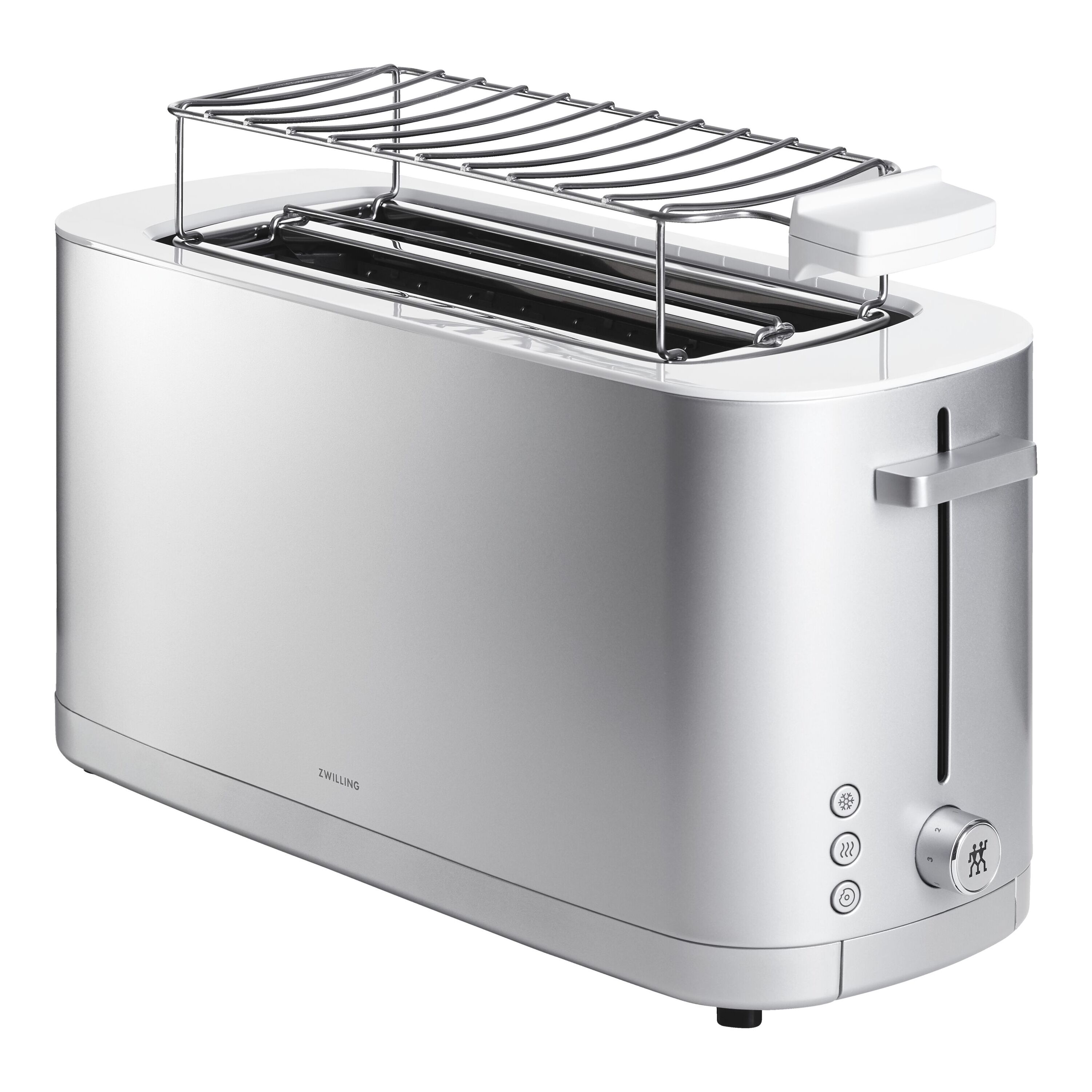 ZWILLING Enfinigy Toaster mit Brötchenaufsatz, 2 Schlitze lang, Silber