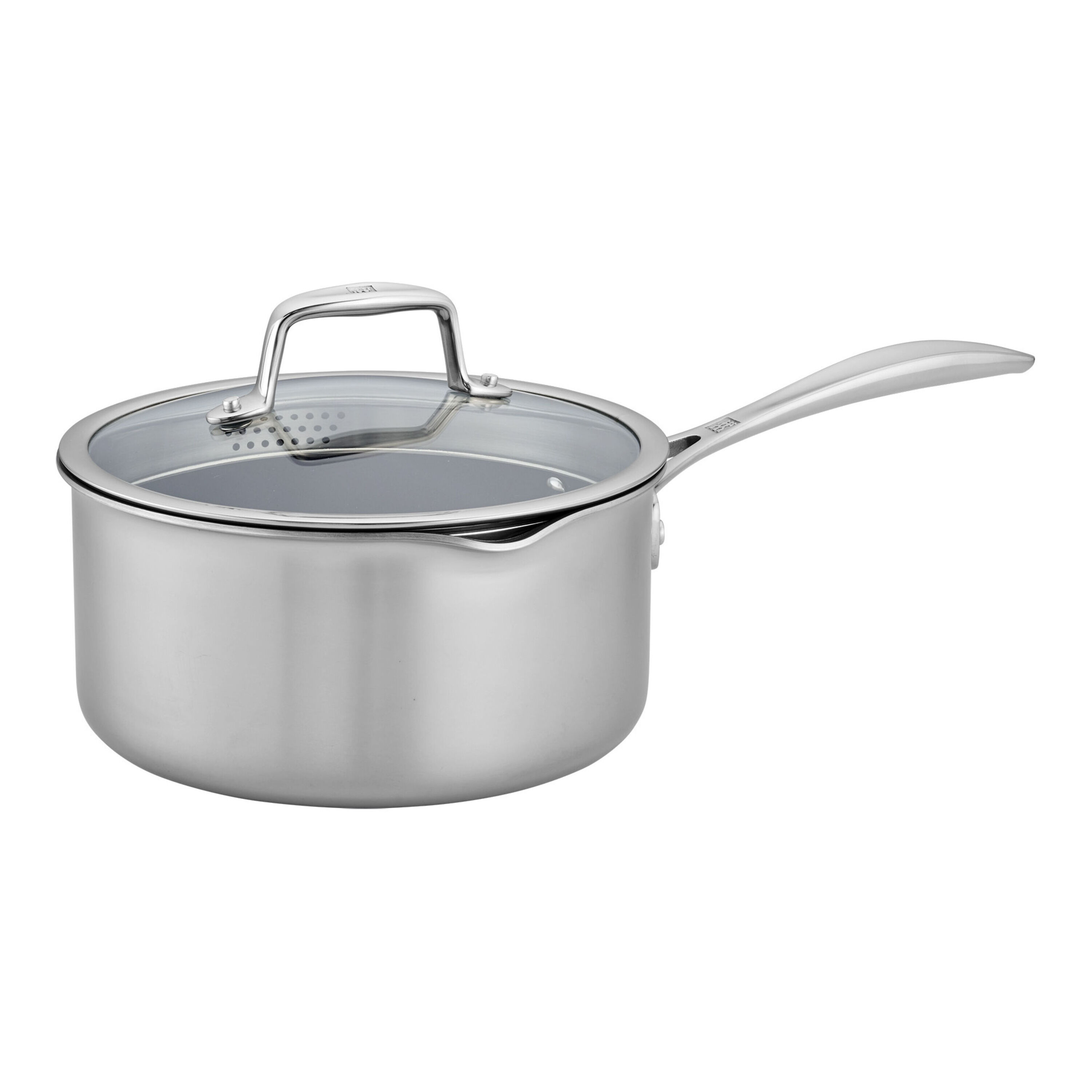 Stainless Steel Stock Pot with Pour Spout & Silicone Handles & Glass Lid  with St