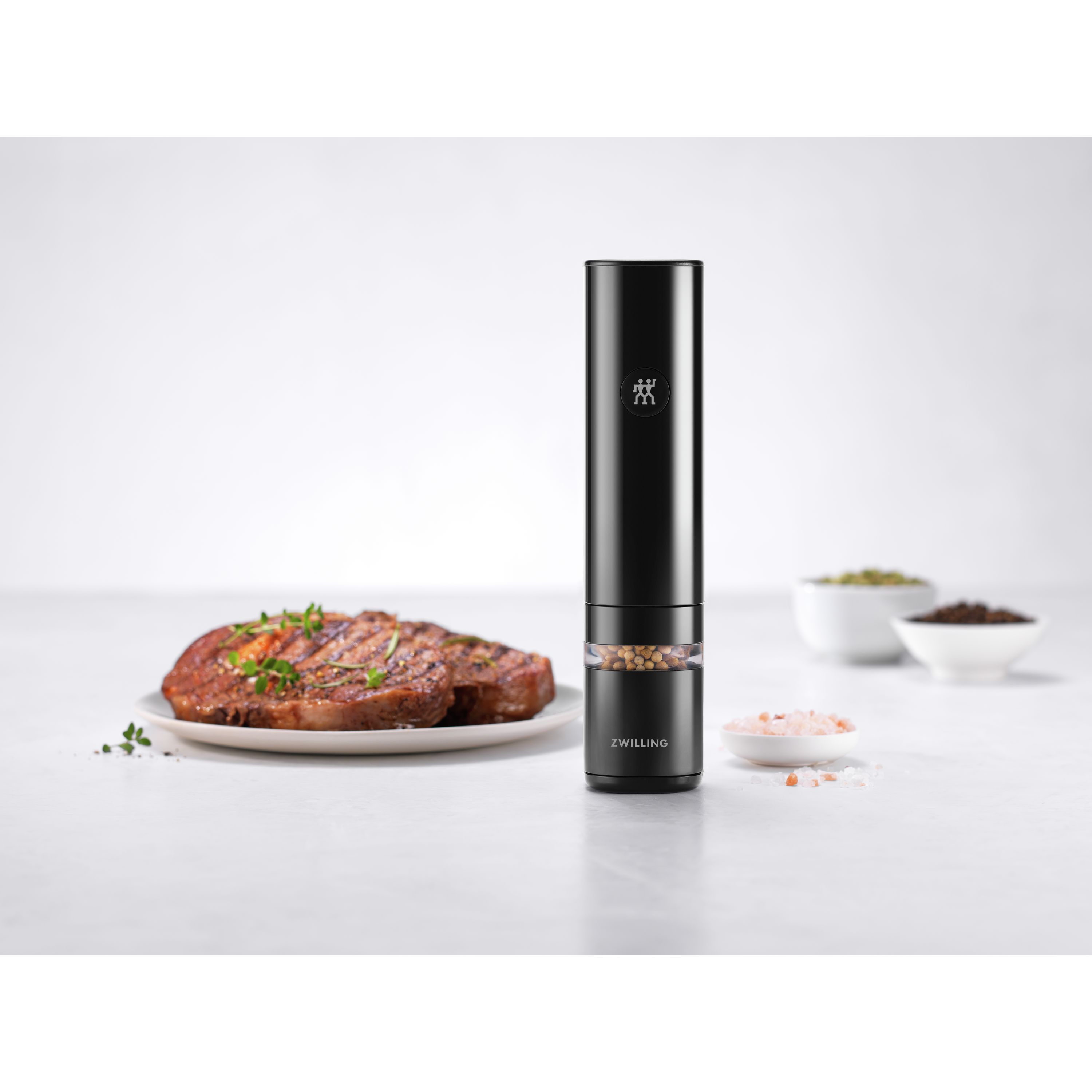 OPUX Battery Operated Salt and Pepper Grinder, Automatic Pepper Mill, Electric  Salt Shaker with LED Light and Bottom Cover