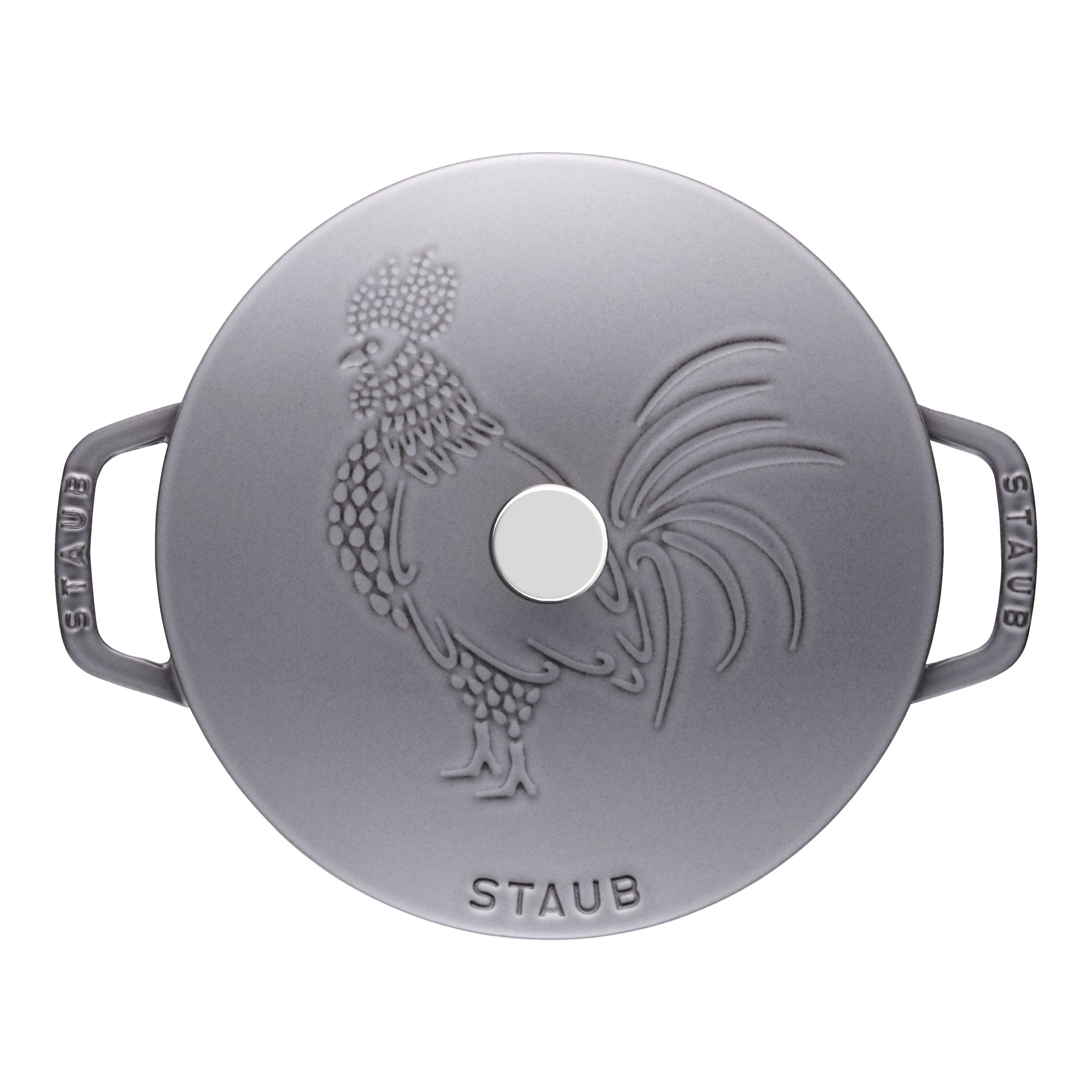 Staub Cast Iron - Specialty Shaped Cocottes 3.75 qt, Essential French Oven  Rooster Lid, Graphite Grey