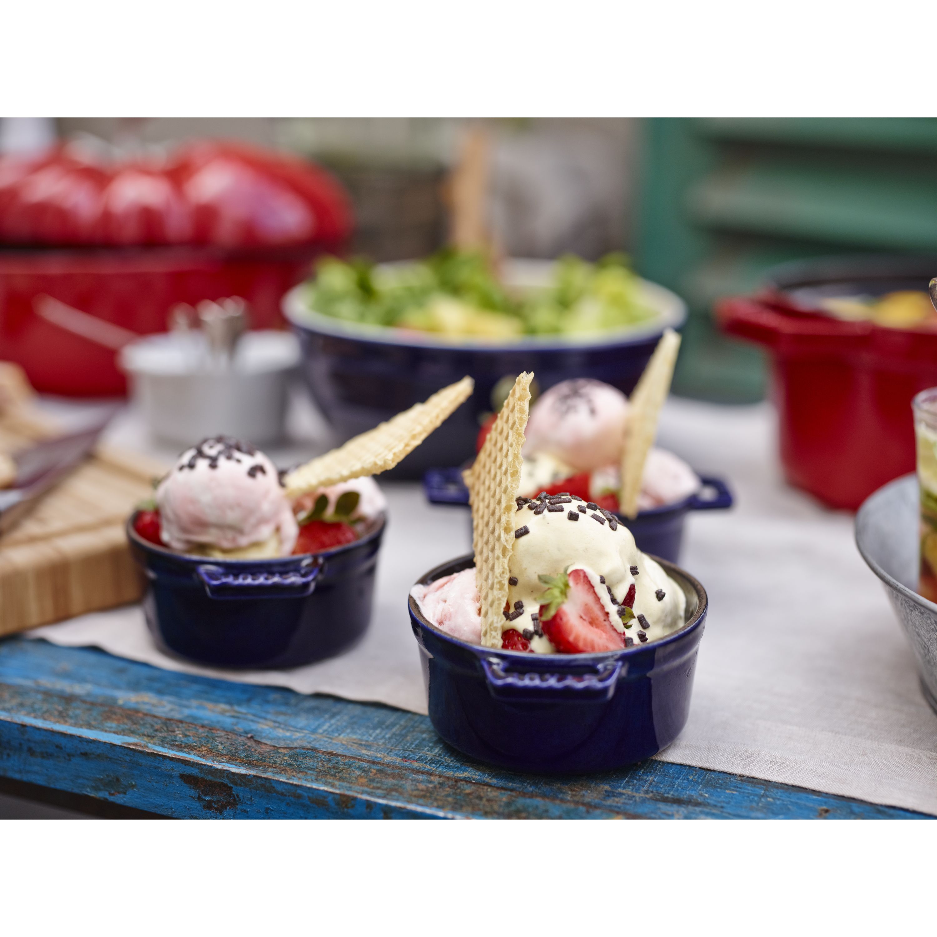 Staub Round Mini Cocotte/Dutch Oven (set of 3) - Multiple Colors  (40511-420-1A)