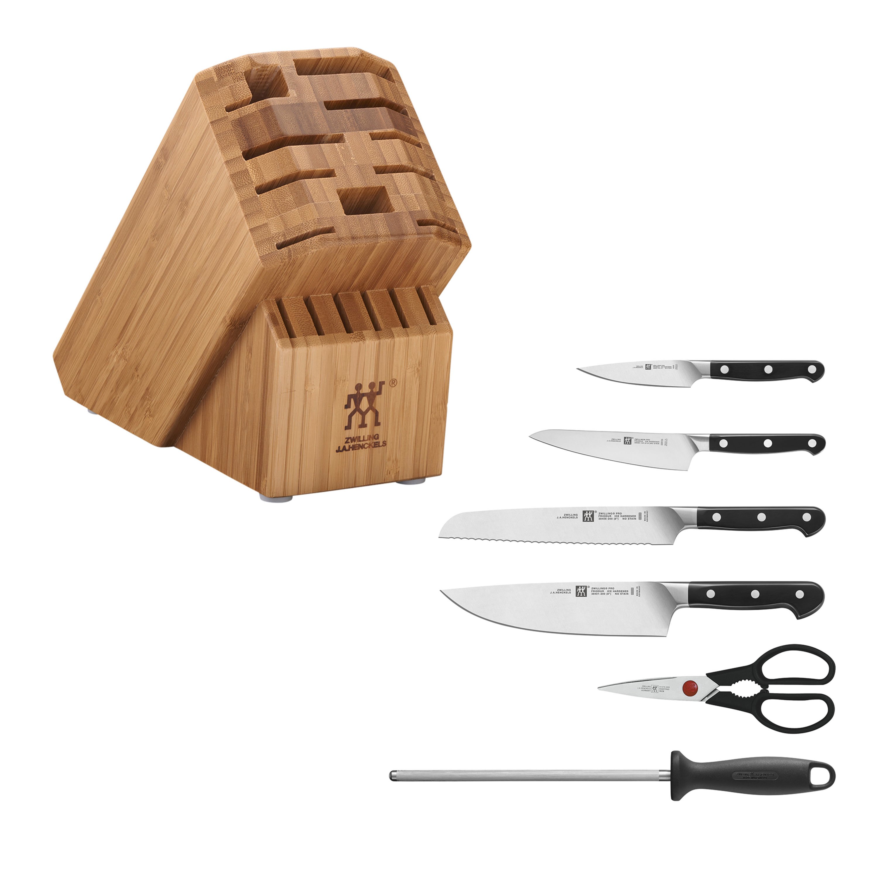 ZWILLING J.A. Henckels Pro 10-Piece Bamboo Block Knife Set +