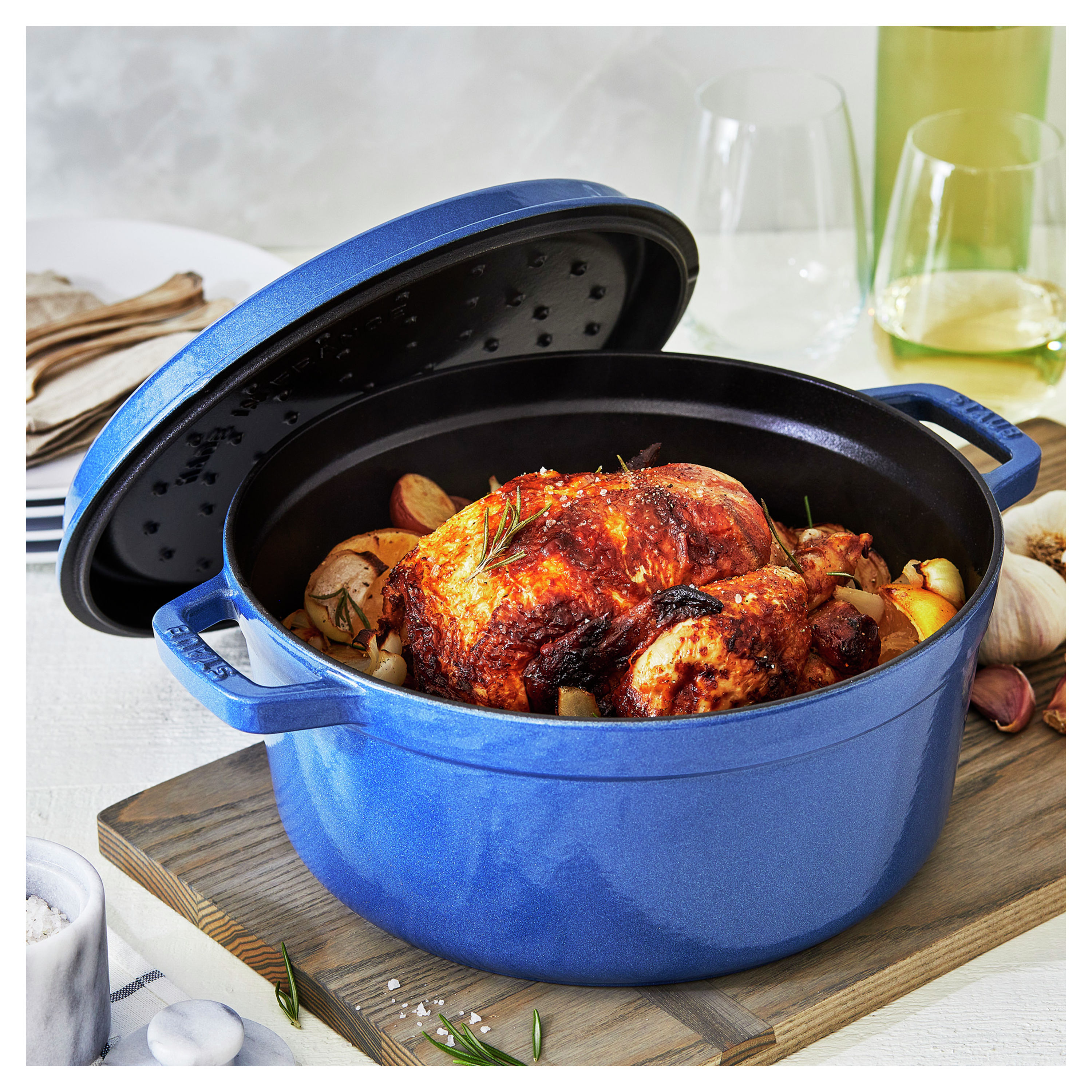 staub La Cocotte Round 40501-419 Pico Cocotte Round Campagne 5.5 inches (14  cm) Small, Both Handed Casting, Enameled Pot, Induction Compatible