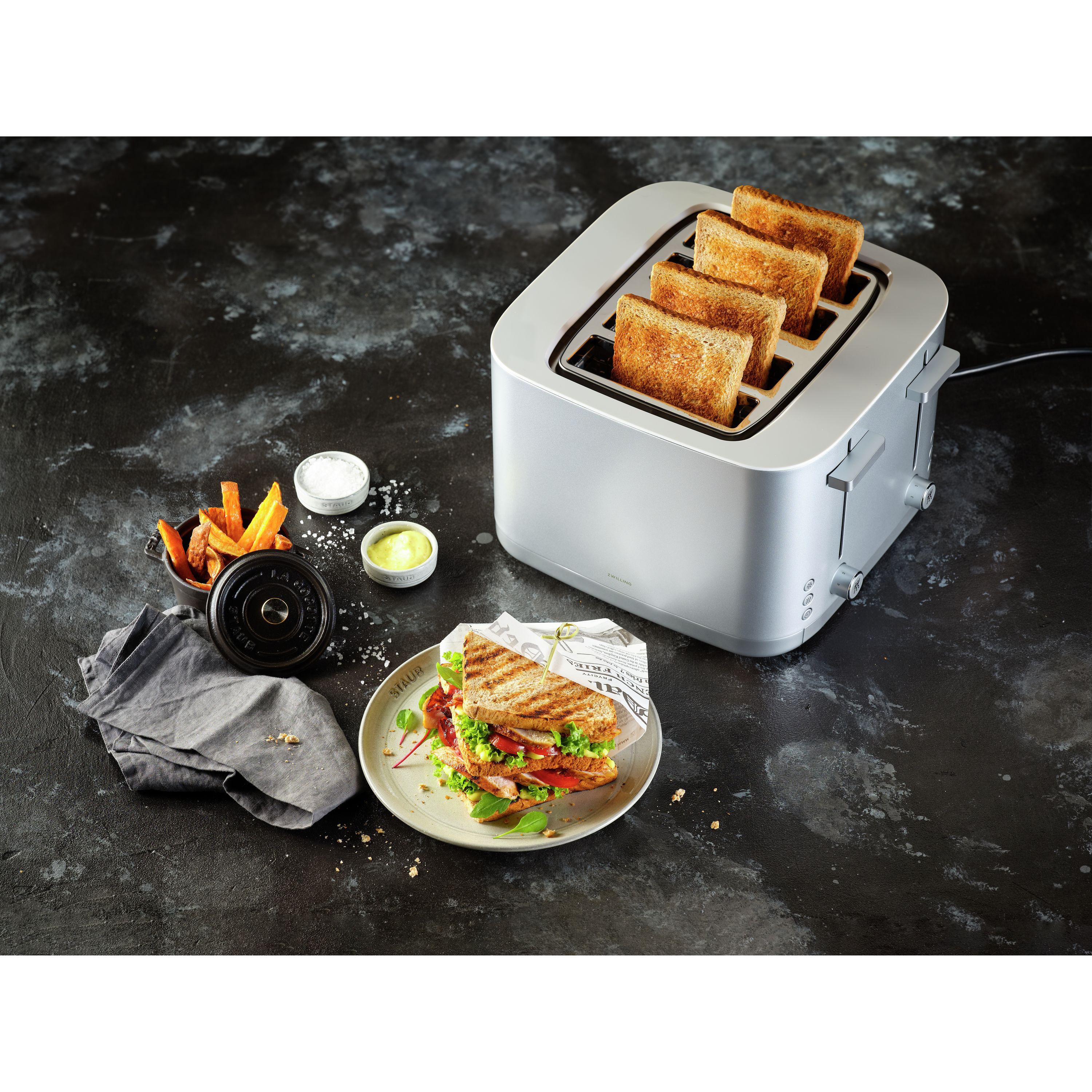 ZWILLING Enfinigy Cool Touch, Long Slot 4-slice Toaster, Wide Slot