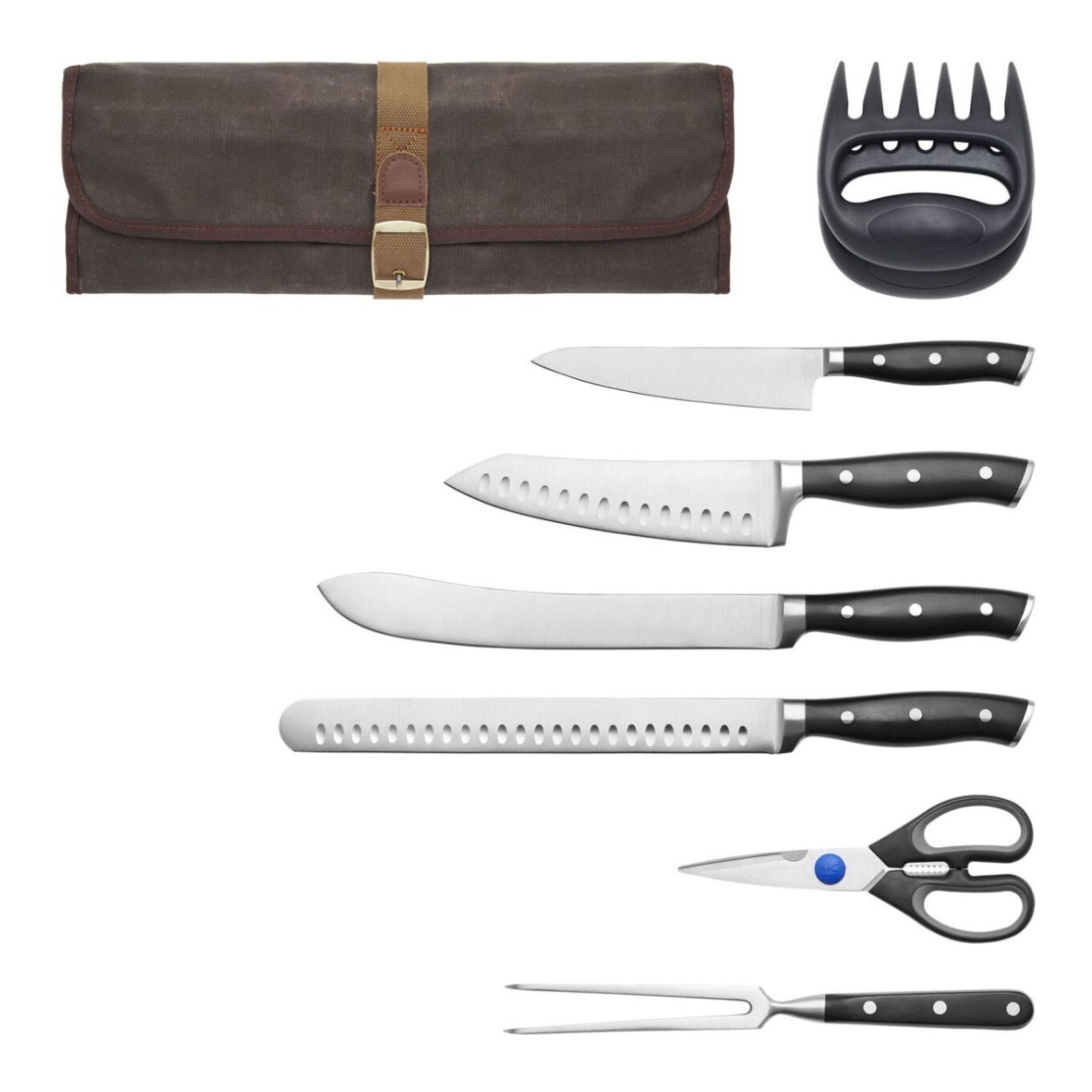 BBQ Knives Set 3 Pcs / Chef Knife , Steak Fork , Brisket Knife
