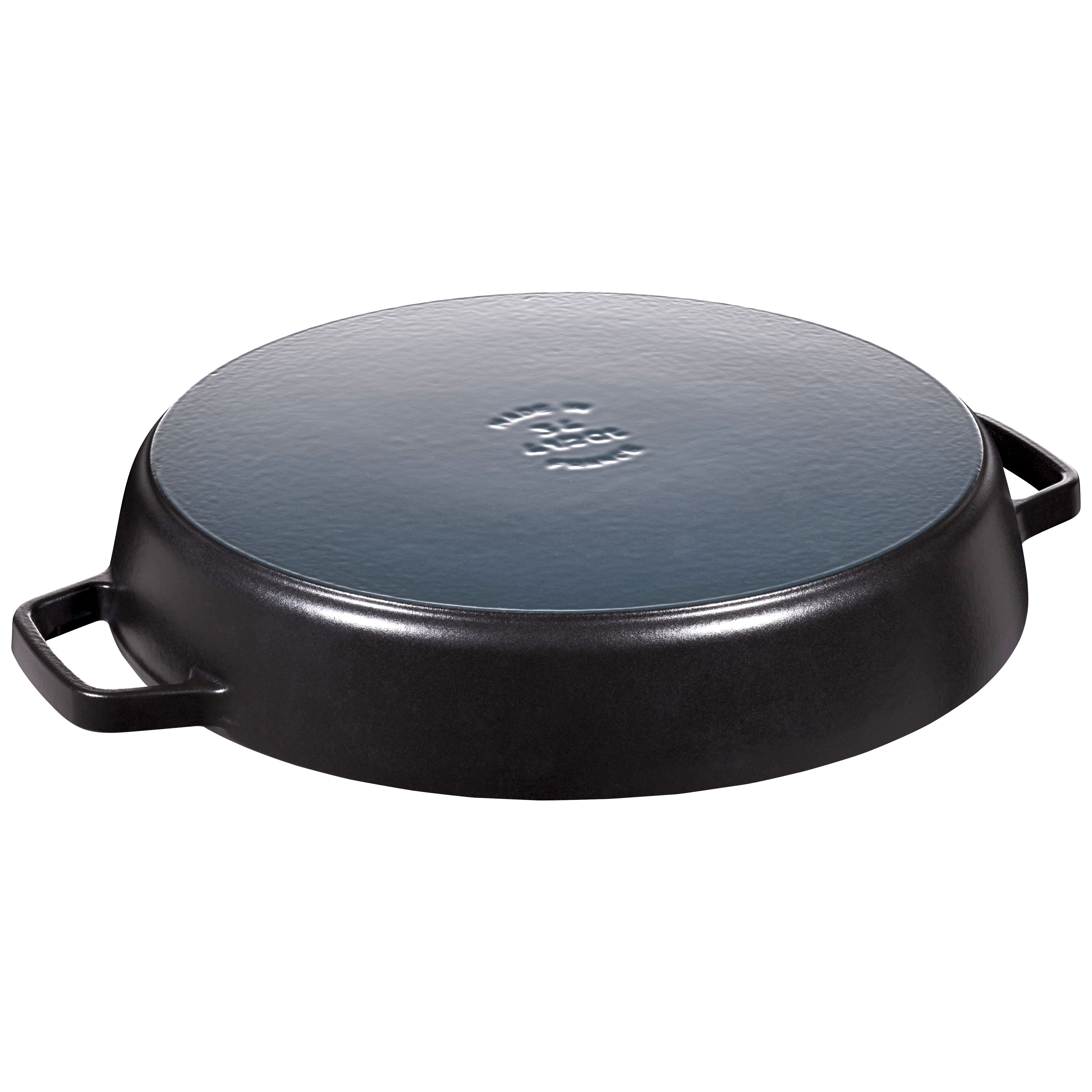 Staub 11-Inch Hexagon Frying Pan with Two Handles and Removable Silicone  Handle Holders, Black Matte