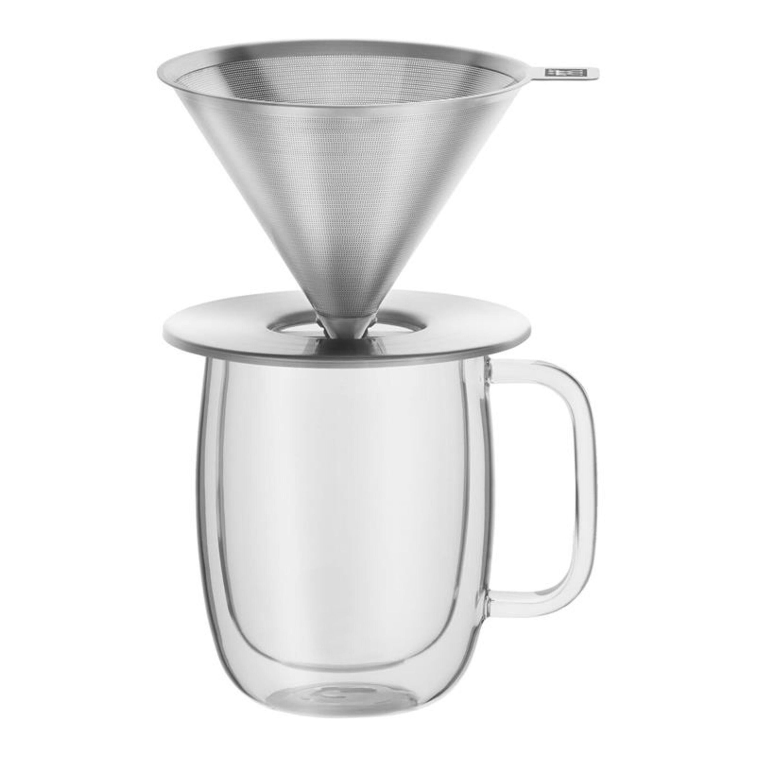 This sleek pour-over Coffee Brewer's stainless steel design will