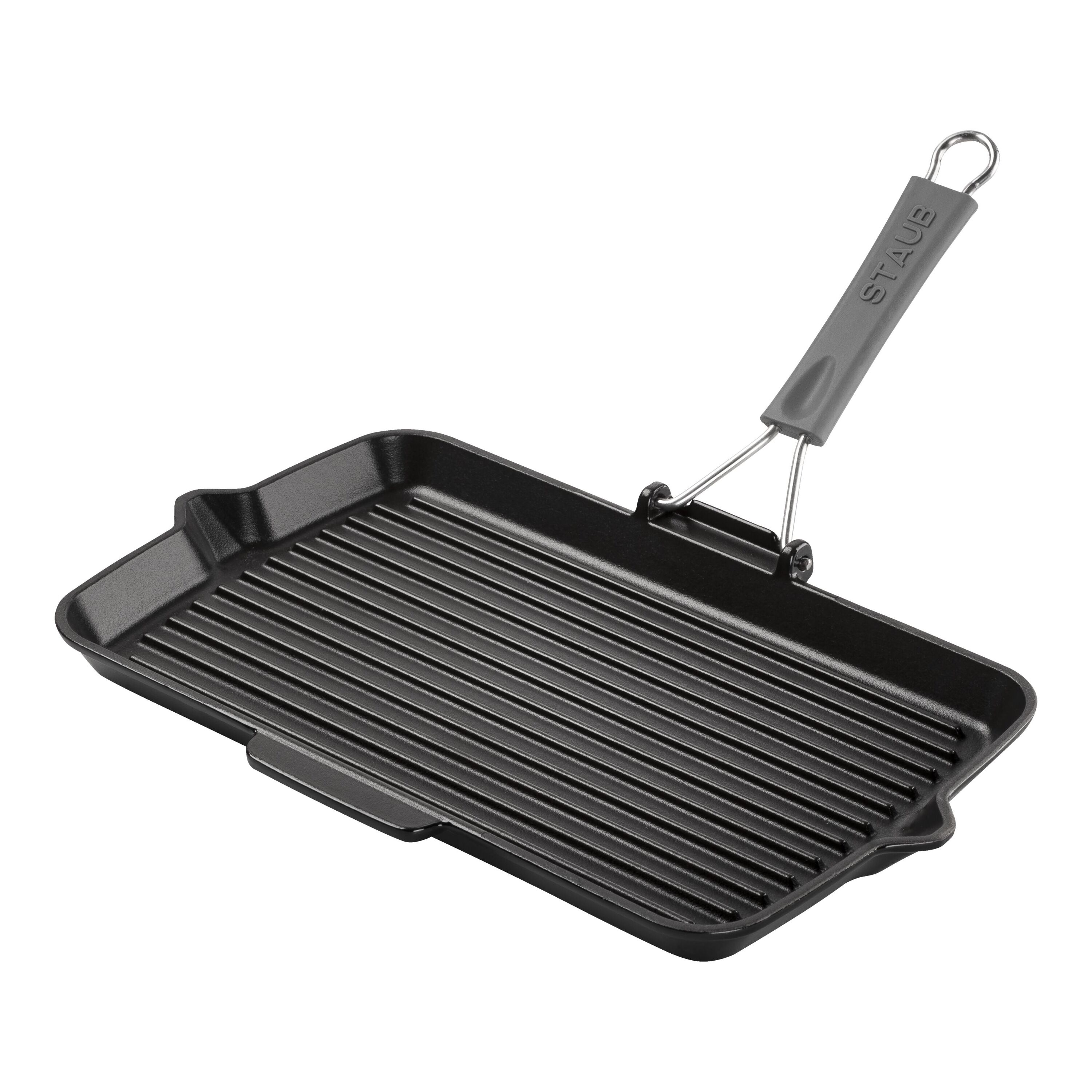 Grill con vertedor 34 cm, Hierro fundido, Negro