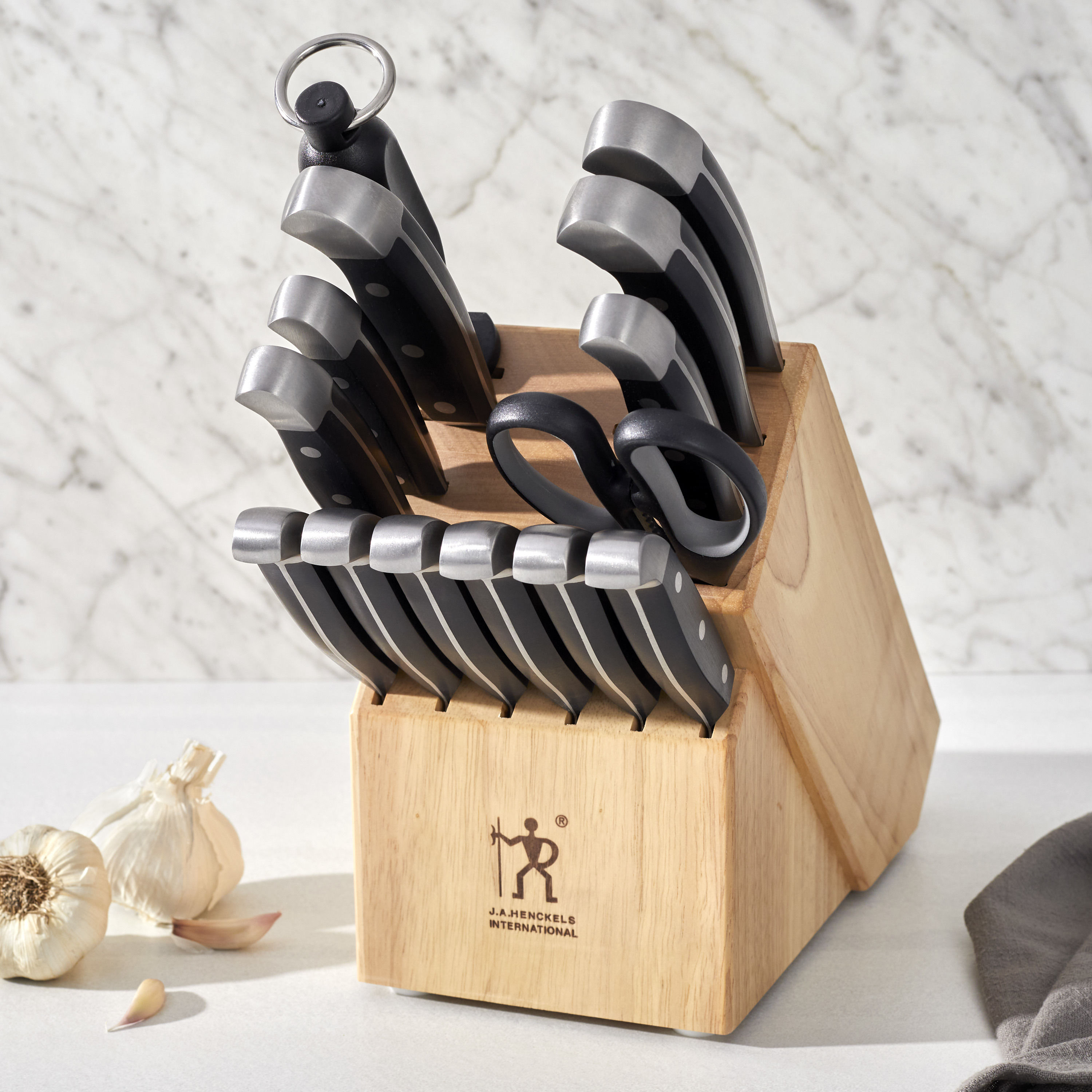 HENCKELS Premium Quality 15-Piece Knife Set with Block