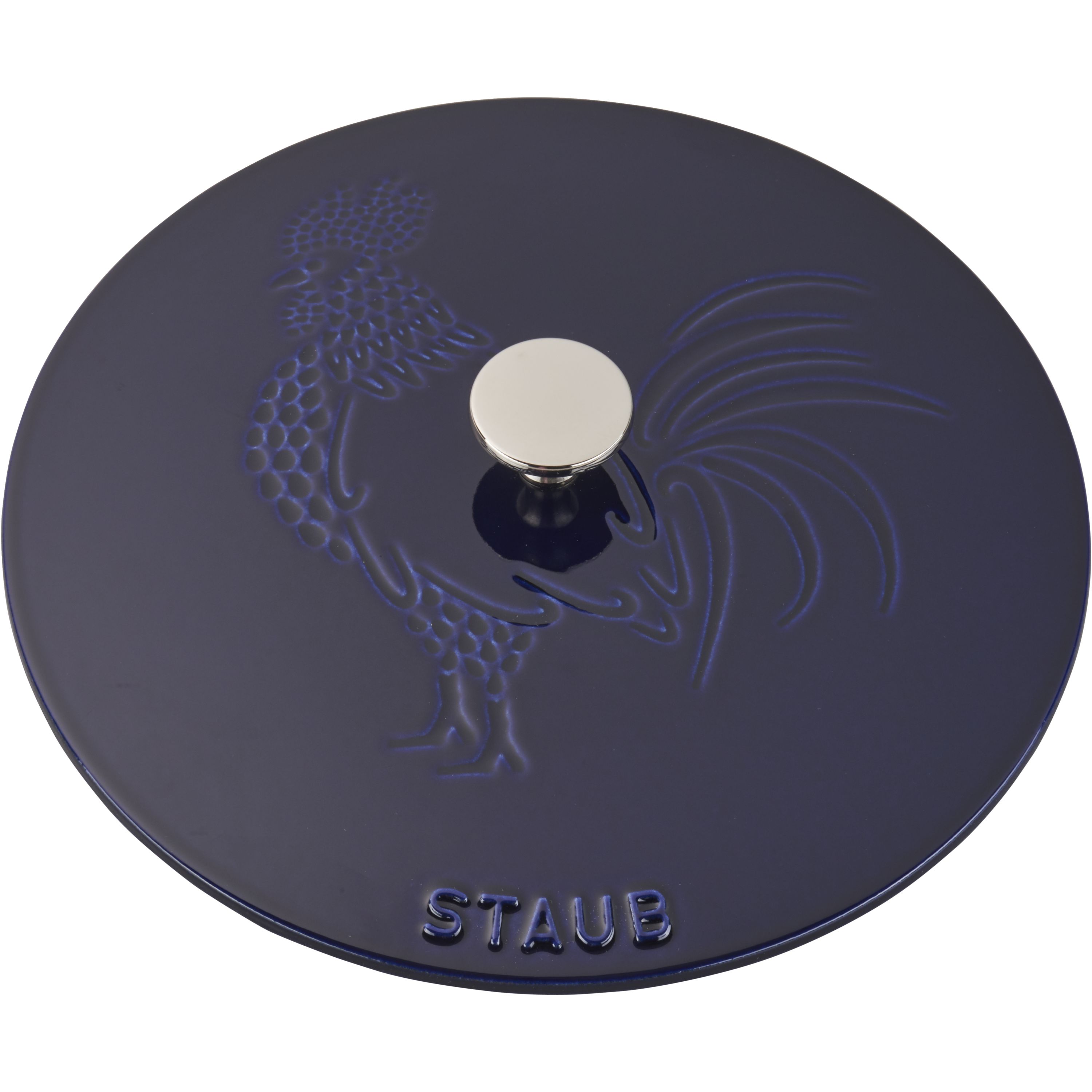 Staub Cast Iron 3.75 Quart Essential French Oven Rooster Lid Dark Blue