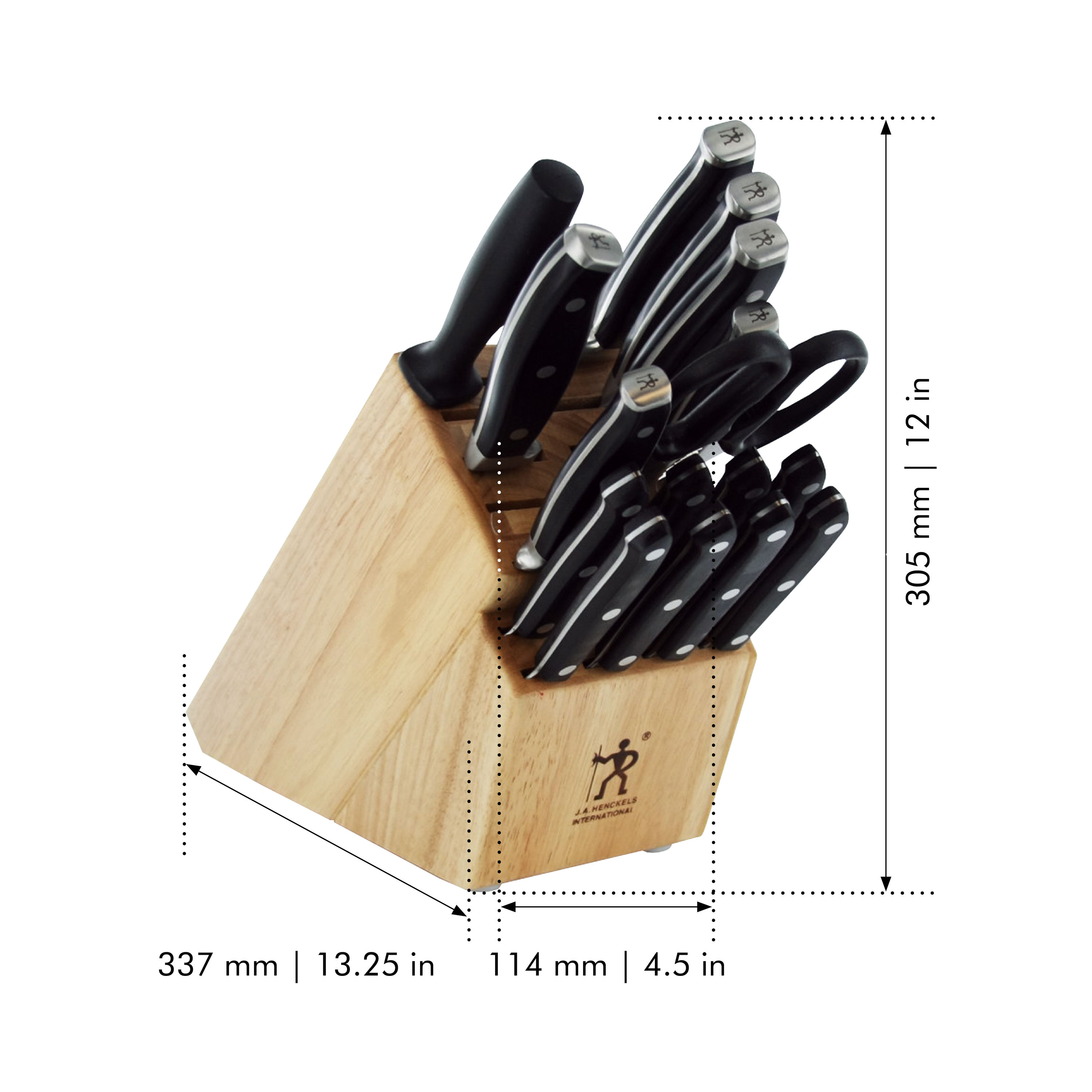 Kitchen Knife Set with Wooden Block, 17-Piece Modern Design High