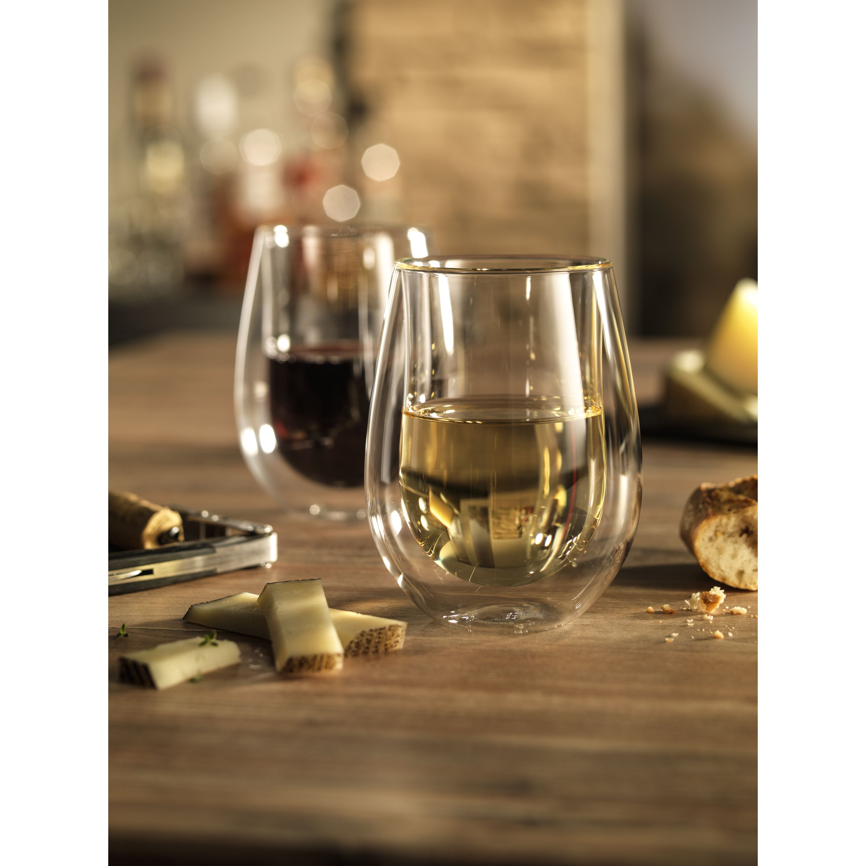 Stemless White Wine Double Wall Glass Sorrento 10OZ Set of 2 - New