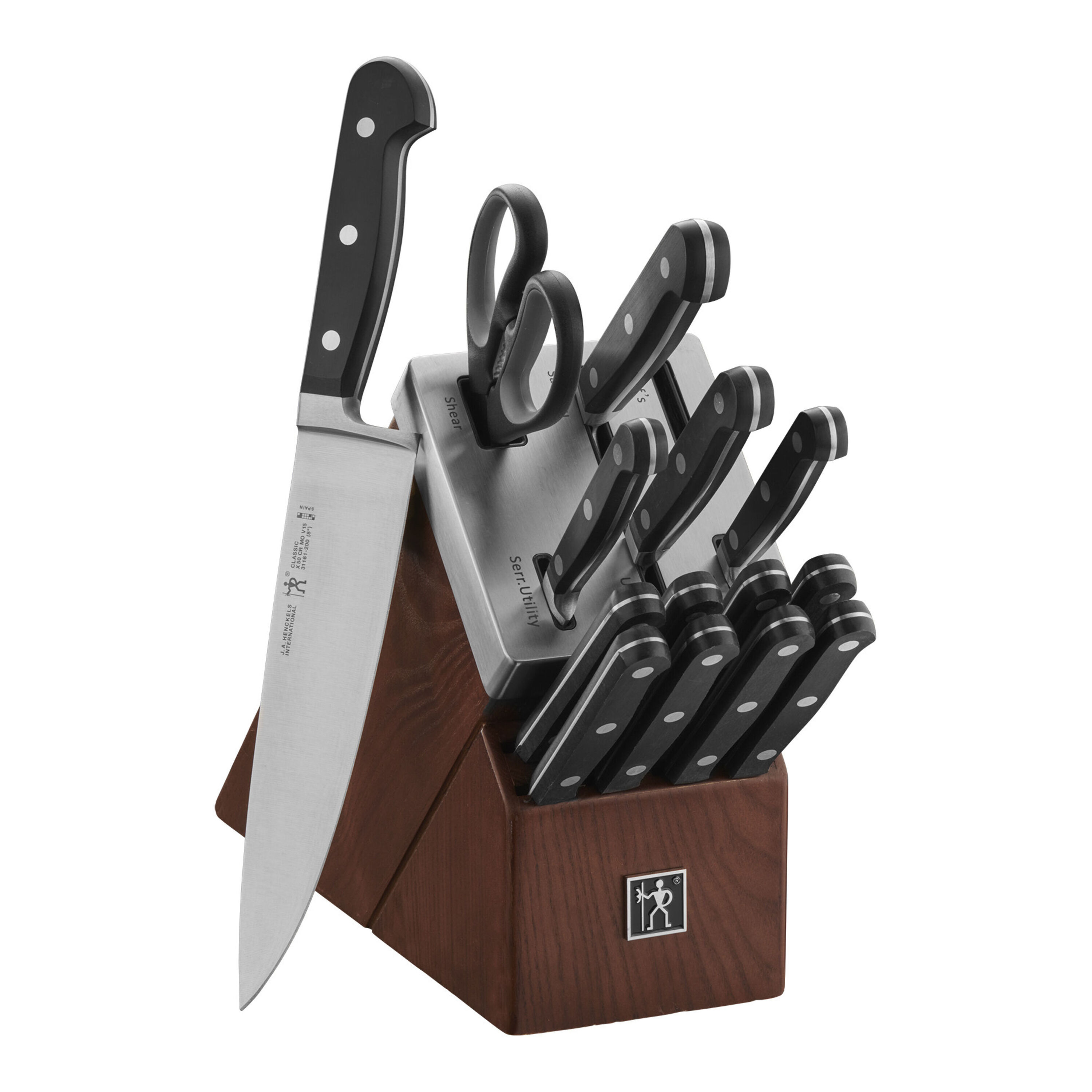 Henckels CLASSIC 15-pc, Self-Sharpening Knife Block Set, brown