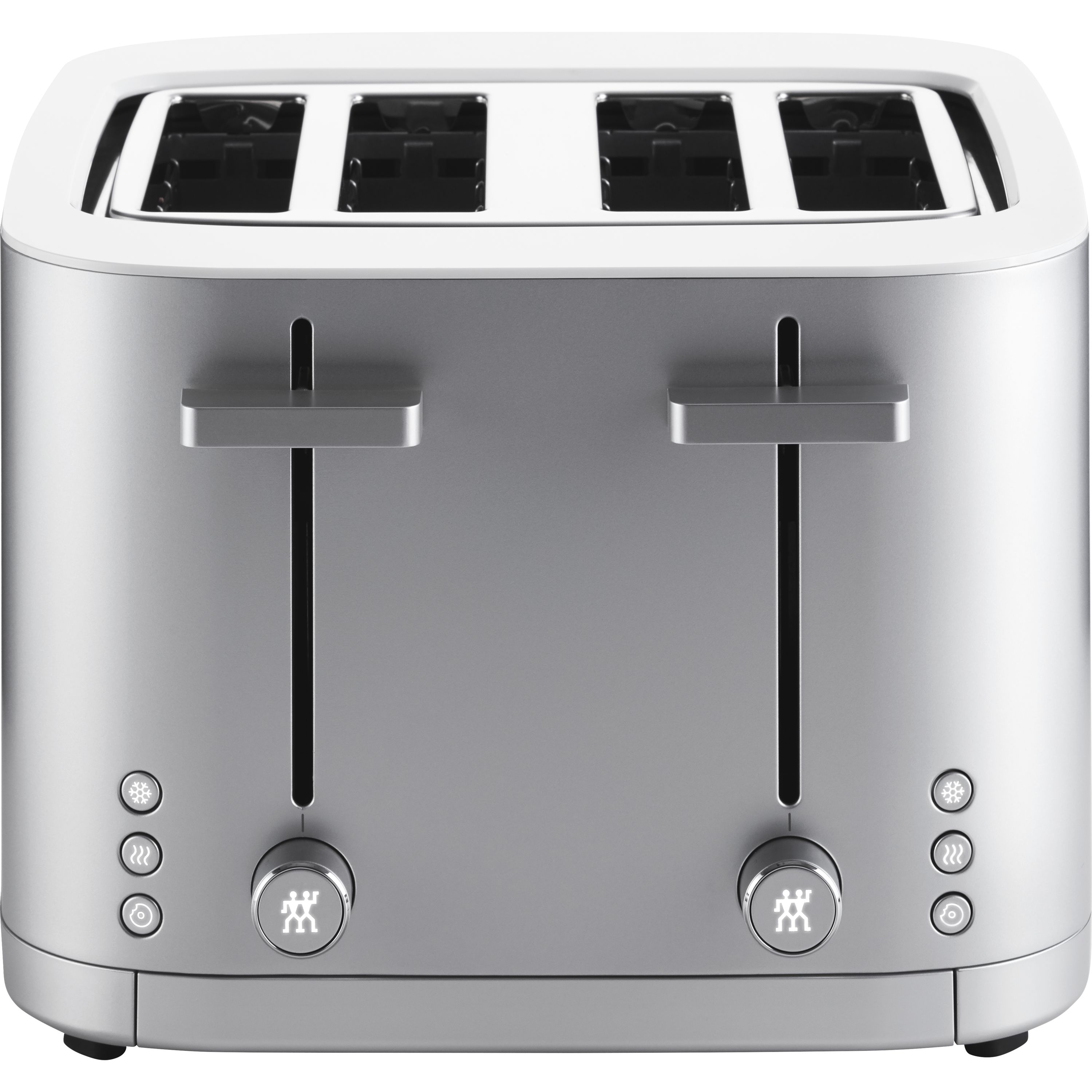 ZWILLING Enfinigy 4 Slice Toaster with Extra Wide 1.5 Slots for Bagels, 7  Toast Settings, Even Toasting, Reheat, Cancel, Defrost, Silver