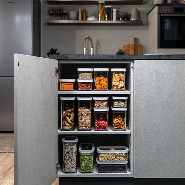  Smart Design 3 Compartment Clear Bin Organizer - Set of 2 - BPA  Free Plastic Resin - Tea, Sugar, Straws, Fridge, Freezer, Cabinet, Food,  Pantry Storage - Kitchen Organizer - Clear: Home & Kitchen